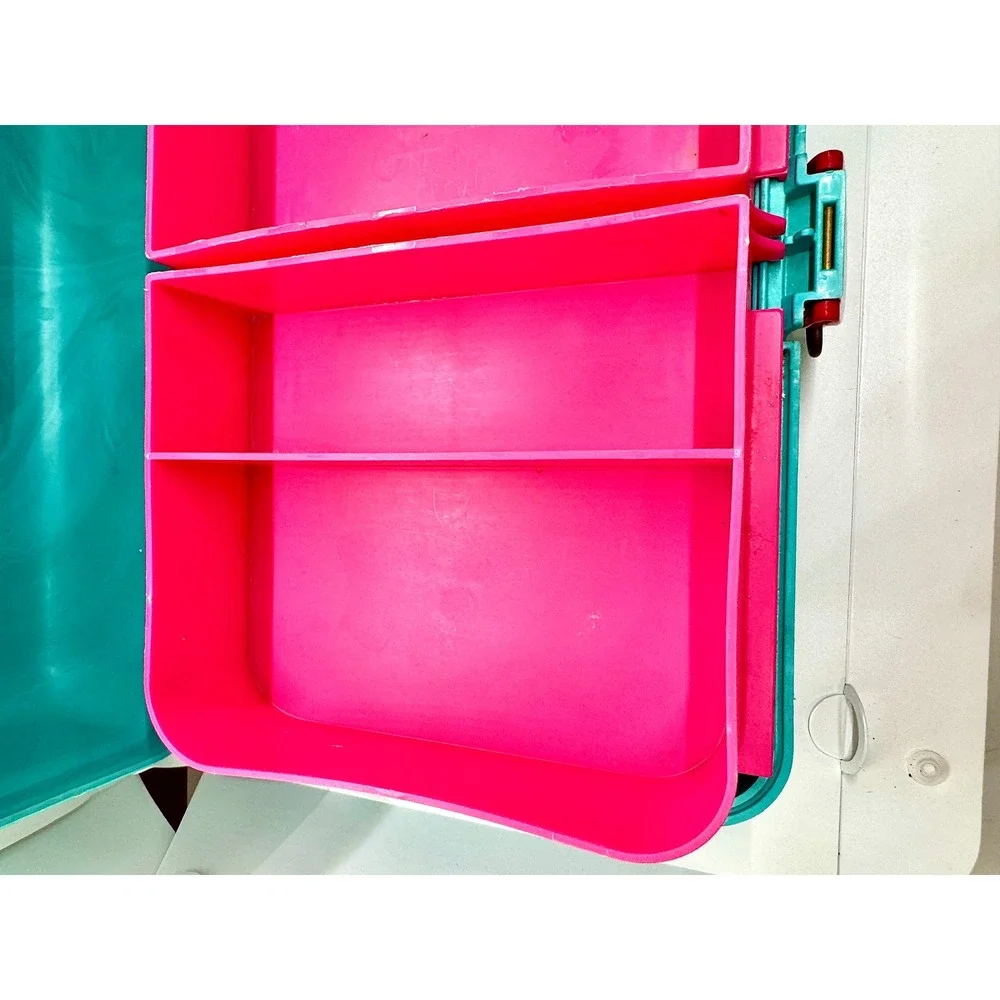 Vintage Caboodles Makeup Case 90s Retro Teal Pink Model 2602 Beauty Organizer